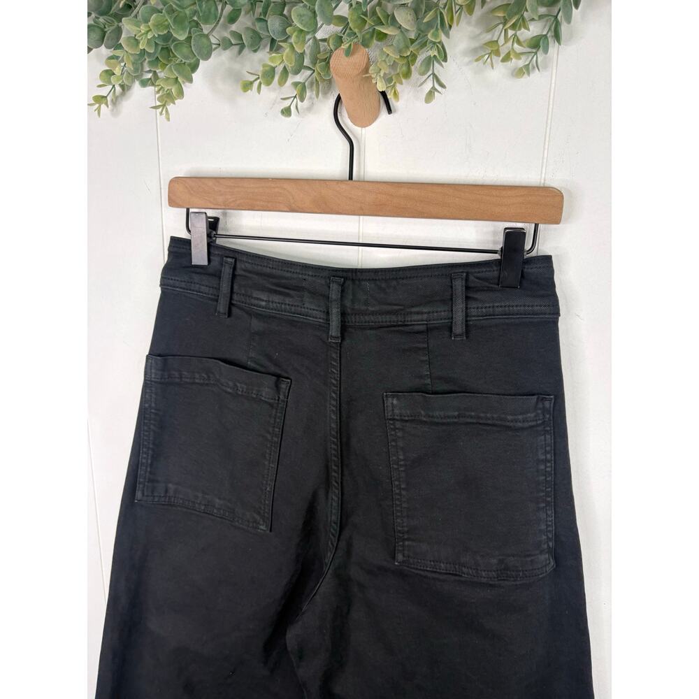 Zara Black High Rise Wide Leg Jeans Size 8 Raw Hem - Picture 7 of 8